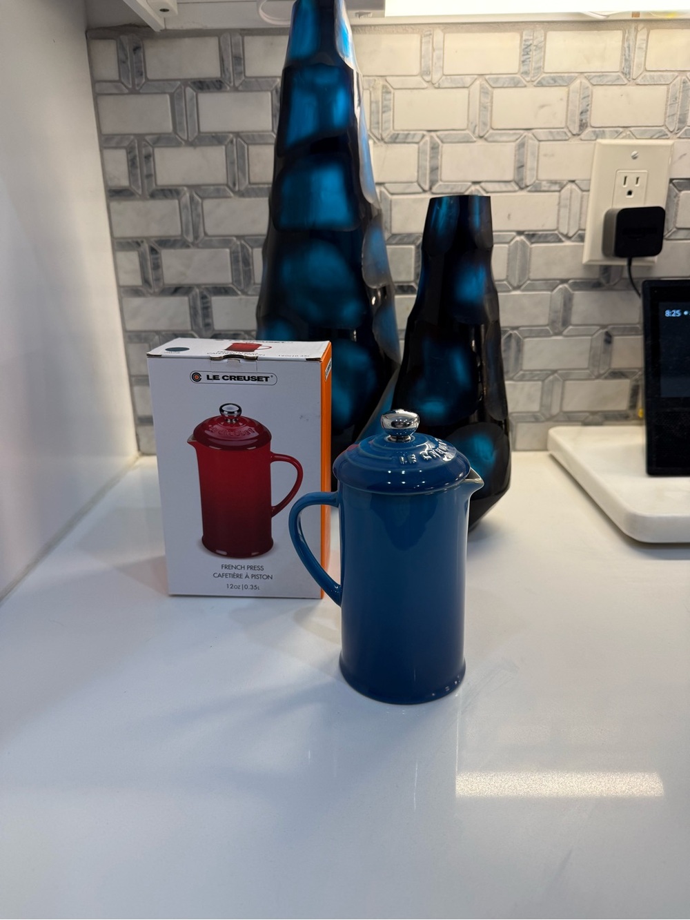 Le Creuset Blue Enamel French Press Coffee Maker